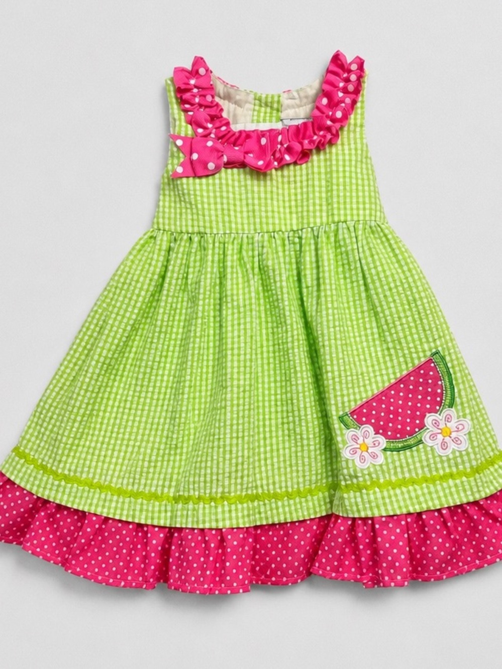 Rare Editions Green and Pink Watermelon Ruffle Dress24 months NWOT